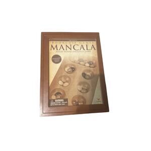 Bookcase‎ Games Mancala Solid Wood Folding Board Game w/ Glass Stones